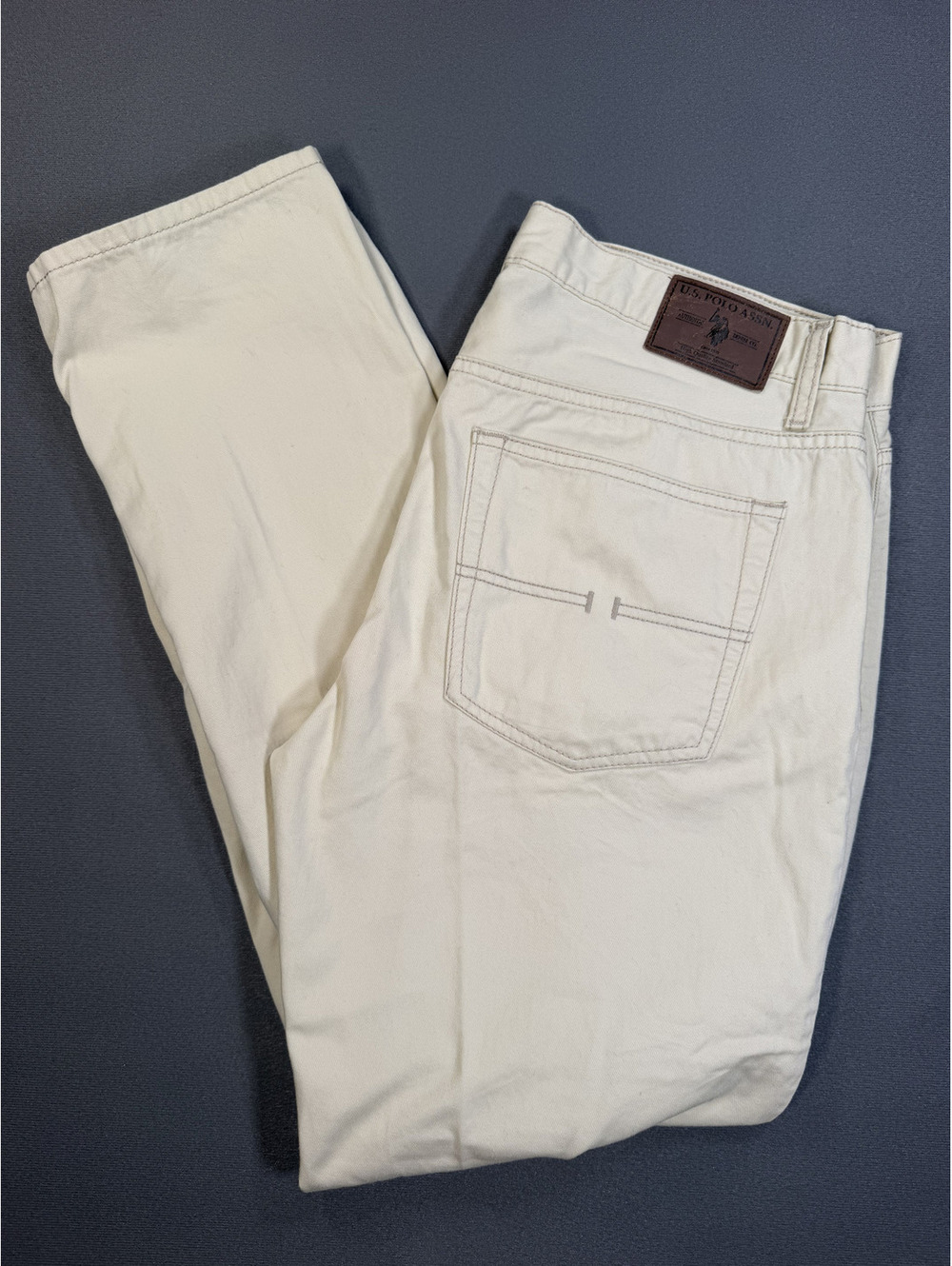 U.S. Polo Assn Jeans Mens 34x30 White Cream Denim Straight Leg 100% Cotton